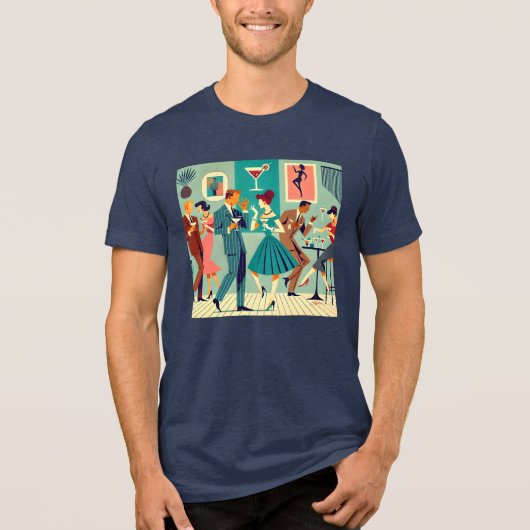 Mid Century Modern Party De Martini Dans Tri-Blend Shirt (Voorkant)