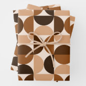 Mid Century Modern Patroon Bruin & Beige Inpakpapier Vel (In situ)