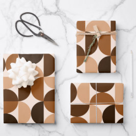 Mid Century Modern  Patroon Bruin & Beige Inpakpapier Vel