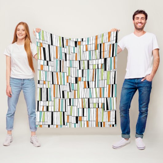 Mid Century Modern Patroon Fleece Deken (In situ)