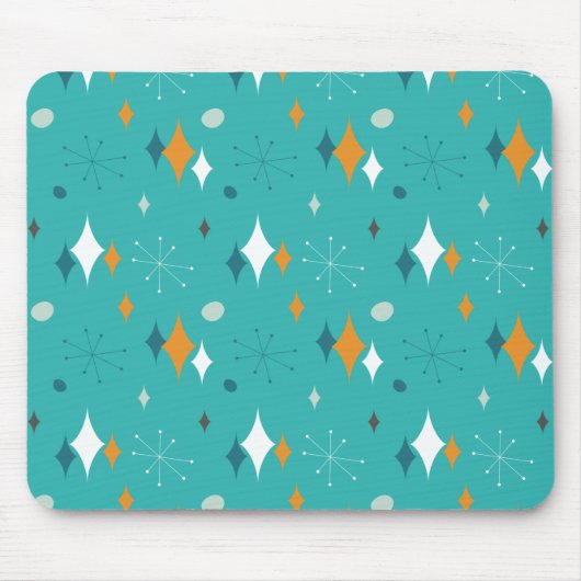 Mid Century Modern Patroon in Blauwgroen Muismat (Voorkant)