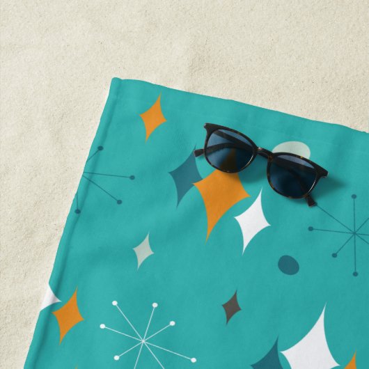 Mid Century Modern Patroon in Blauwgroen Strandlaken (In situ)