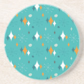 Mid Century Modern Patroon in Blauwgroen Zandsteen Onderzetter (Voorkant)