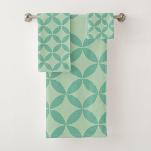 Mid Century Modern Patroon in Mint Green Art Bad Handdoek (Insitu)