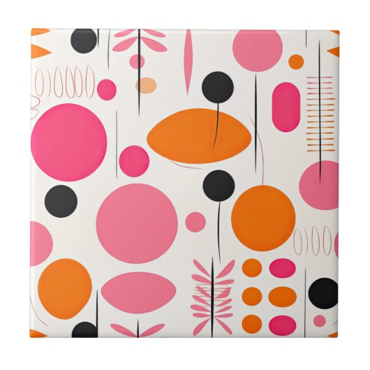 Mid Century Modern Patroon Kleurrijke Boheemse RET Tegeltje (Voorkant)