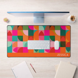 Mid Century Modern Patroon Kleurrijke Retro Naam Bureaumat