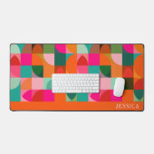 Mid Century Modern Patroon Kleurrijke Retro Naam Bureaumat (Keyboard & Muis)