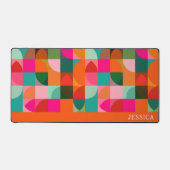 Mid Century Modern Patroon Kleurrijke Retro Naam Bureaumat (Voorkant)