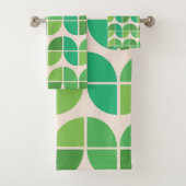 Mid Century Modern Patroon met geometrisch groen Bad Handdoek (Insitu)