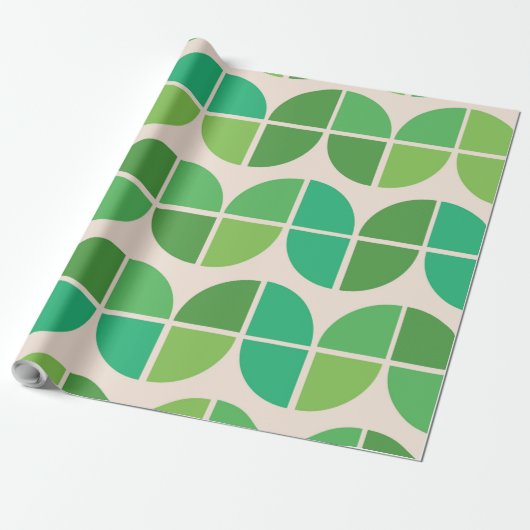 Mid Century Modern Patroon met geometrisch groen Cadeaupapier (Uitgerold)