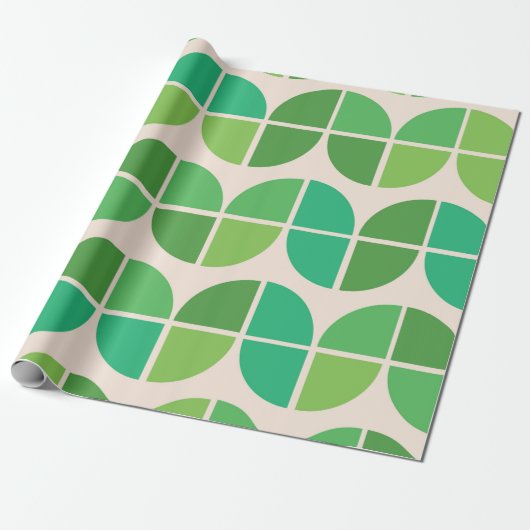 Mid Century Modern Patroon met geometrisch groen Cadeaupapier (Uitgerold)