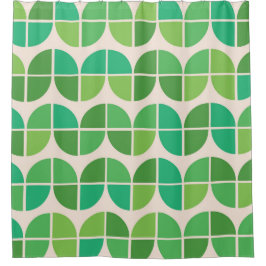 Mid Century Modern Patroon met geometrisch groen Douchegordijn