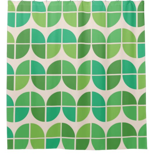Mid Century Modern Patroon met geometrisch groen Douchegordijn (Voorkant)