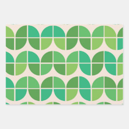 Mid Century Modern Patroon met geometrisch groen Inpakpapier Vel