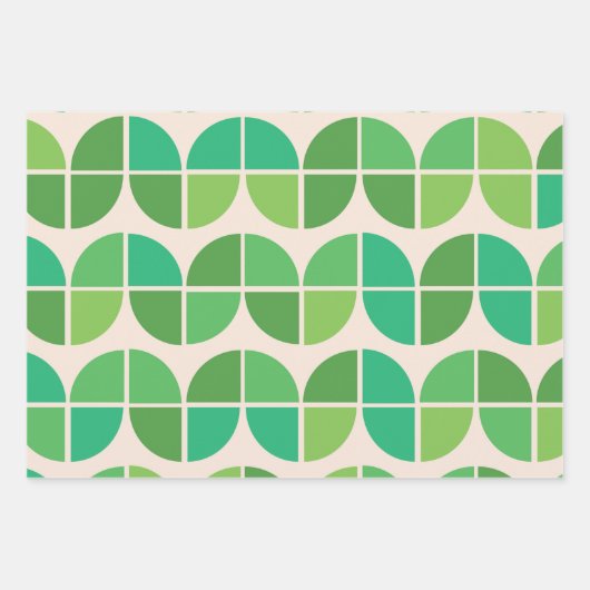 Mid Century Modern Patroon met geometrisch groen Inpakpapier Vel (Voorkant)
