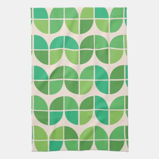Mid Century Modern Patroon met geometrisch groen Theedoek (Verticaal)