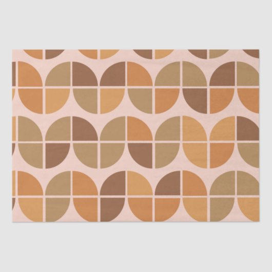 Mid Century Modern Patroon met geometrisch oranje Tissuepapier (Voorkant)