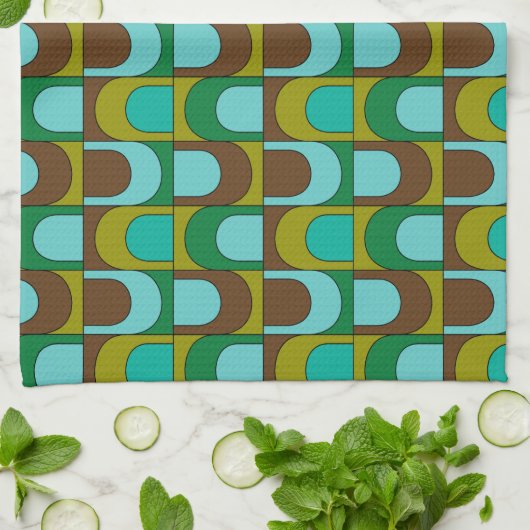 Mid Century Modern Patroon Theedoek (Gevouwen)
