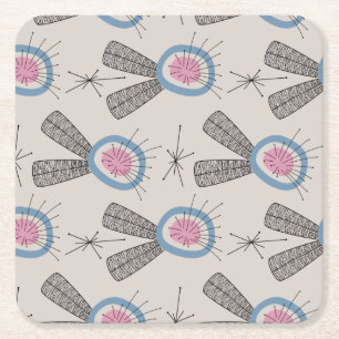 MID CENTURY MODERN Patroonvierkant papieren Onderz Kartonnen Onderzetters