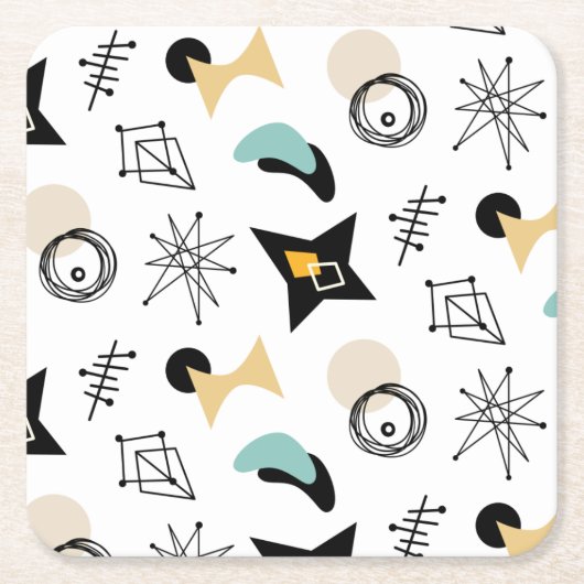 MID CENTURY MODERN Patroonvierkant papieren Onderz Kartonnen Onderzetters (Voorkant)