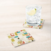 MID CENTURY MODERN Patroonvierkant papieren Onderz Kartonnen Onderzetters (Insitu)