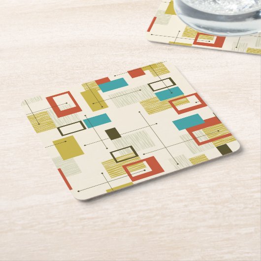 MID CENTURY MODERN Patroonvierkant papieren Onderz Kartonnen Onderzetters (Schuin)