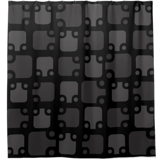 Mid Century Modern Pattern Black Douchegordijn (Voorkant)