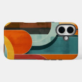 Mid-Century Modern Pattern Blauwgroen Sinaasappel Case-Mate iPhone Case (Achterkant (horizontaal))