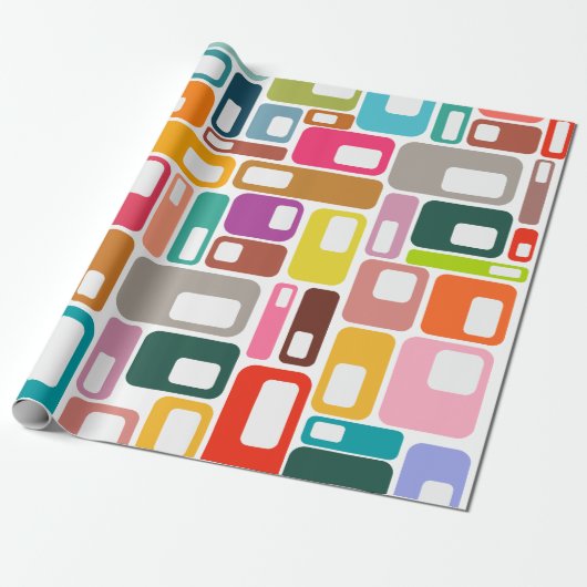Mid-Century Modern Pattern Cadeaupapier (Uitgerold)