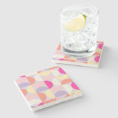 Mid Century Modern Pattern Colorful Collage Stenen Onderzetter (Zijkant)