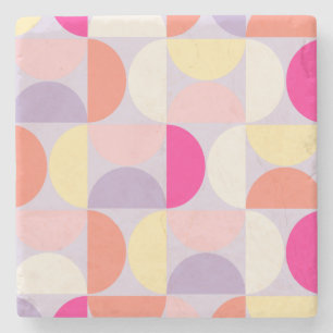 Mid Century Modern Pattern Colorful Collage Stenen Onderzetter