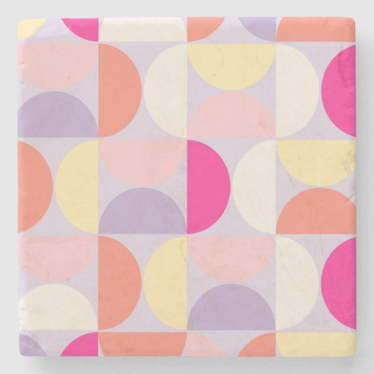 Mid Century Modern Pattern Colorful Collage Stenen Onderzetter (Voorkant)