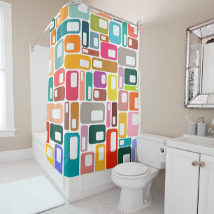 Mid-Century Modern Pattern Douchegordijn