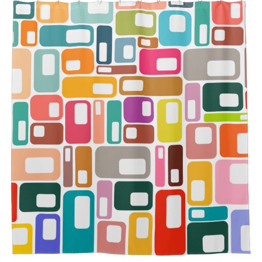 Mid-Century Modern Pattern Douchegordijn (Voorkant)
