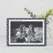 Mid Century Modern Pattern in Blue Hanukkah Foto Feestdagenkaart (Staand voorkant)