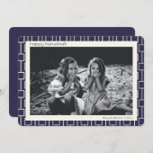 Mid Century Modern Pattern in Blue Hanukkah Foto Feestdagenkaart (Voorkant / Achterkant)