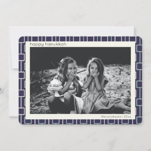 Mid Century Modern Pattern in Blue Hanukkah Foto Feestdagenkaart