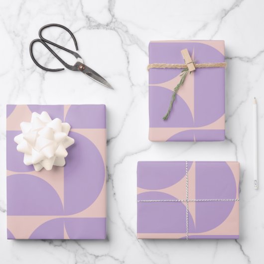 Mid Century Modern Pattern Lavender Inpakpapier Vel (Voorkant)