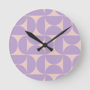 Mid Century Modern Pattern Lavender Ronde Klok