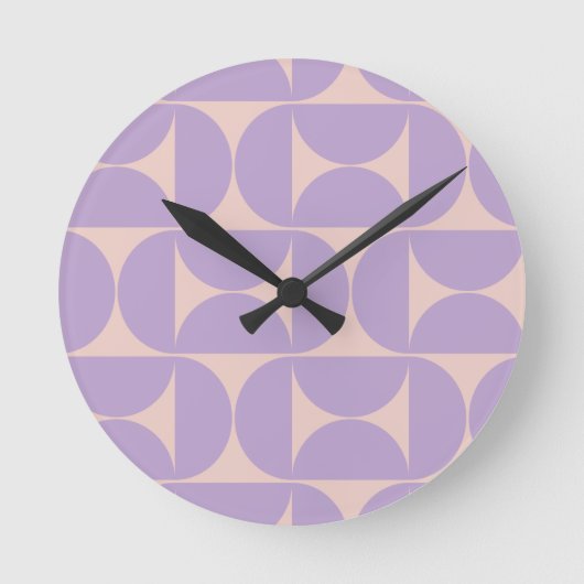 Mid Century Modern Pattern Lavender Ronde Klok (Voorkant)