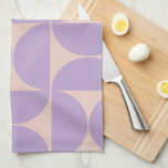 Mid Century Modern Pattern Lavender Theedoek<br><div class="desc">Retro Mid Century Modern Pattern - Abstracte geometrische vormen - Minimalistisch patroon in lavender / paars / lila en beige.</div>