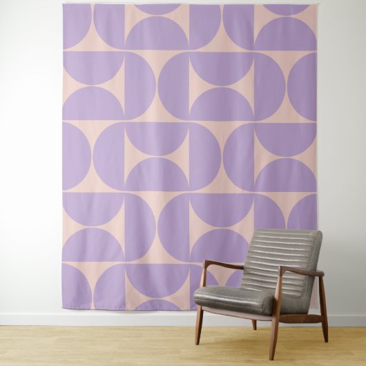 Mid Century Modern Pattern Lavender Wandkleed (In situ)