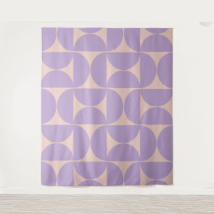 Mid Century Modern Pattern Lavender Wandkleed