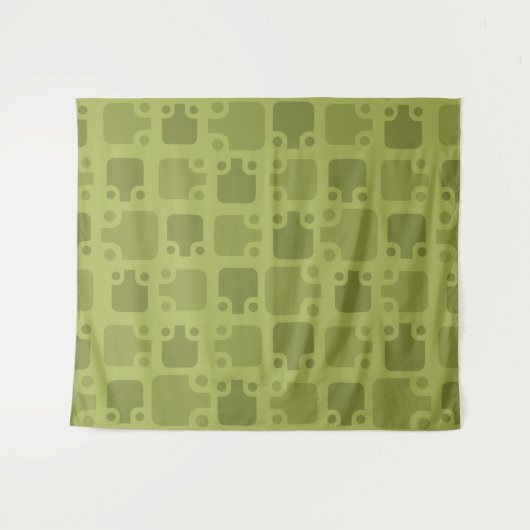 Mid Century Modern Pattern Olive Green Wandkleed (Voorkant (horizontaal))