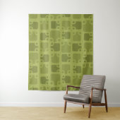 Mid Century Modern Pattern Olive Green Wandkleed (In situ)