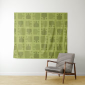 Mid Century Modern Pattern Olive Green Wandkleed (In Situ (horizontaal))