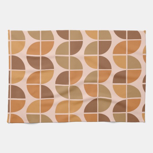 Mid Century Modern Pattern oranje bruin Theedoek (Horizontaal)