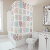 Mid Century Modern Pattern Pastel Douchegordijn (In situ)