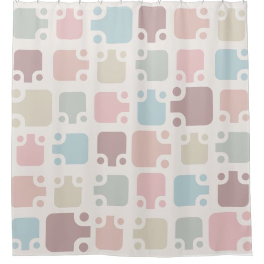 Mid Century Modern Pattern Pastel Douchegordijn (Voorkant)