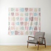 Mid Century Modern Pattern Pastel Wandkleed (In Situ (horizontaal))